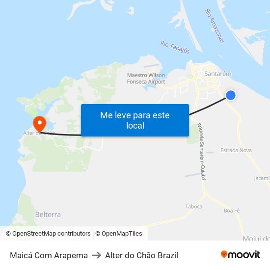 Maicá Com Arapema to Alter do Chão Brazil map