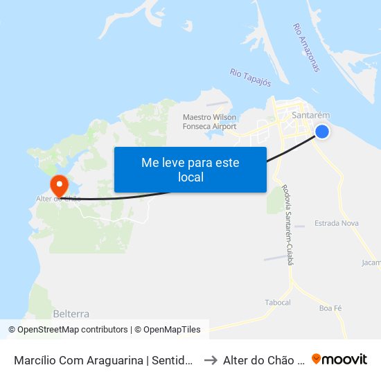 Marcílio Com Araguarina | Sentido Sudoeste to Alter do Chão Brazil map