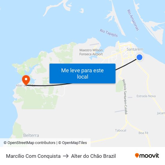 Marcílio Com Conquista to Alter do Chão Brazil map