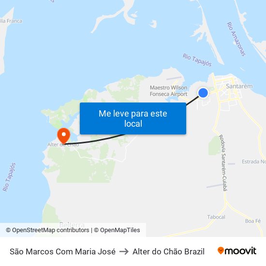 São Marcos Com Maria José to Alter do Chão Brazil map