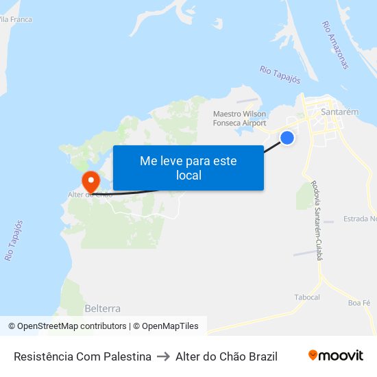 Resistência Com Palestina to Alter do Chão Brazil map