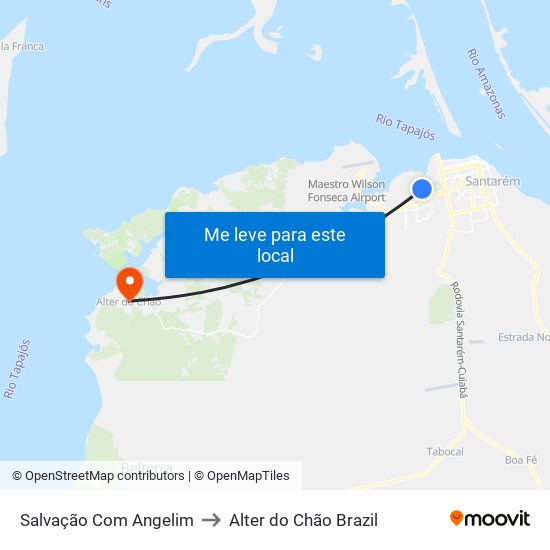 Salvação Com Angelim to Alter do Chão Brazil map