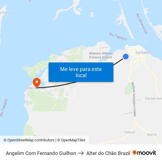 Angelim Com Fernando Guilhon to Alter do Chão Brazil map