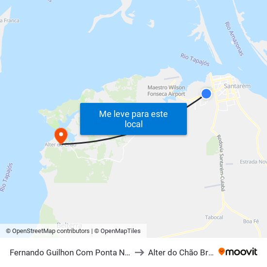 Fernando Guilhon Com Ponta Negra to Alter do Chão Brazil map