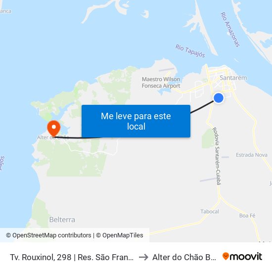 Tv. Rouxinol, 298 | Res. São Francisco to Alter do Chão Brazil map