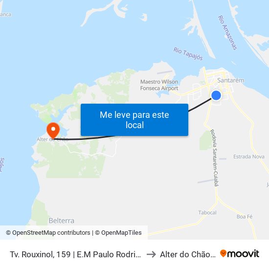 Tv. Rouxinol, 159 | E.M Paulo Rodrigues Santos to Alter do Chão Brazil map