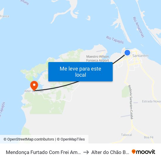Mendonça Furtado Com Frei Ambrósio to Alter do Chão Brazil map