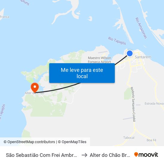 São Sebastião Com Frei Ambrósio to Alter do Chão Brazil map