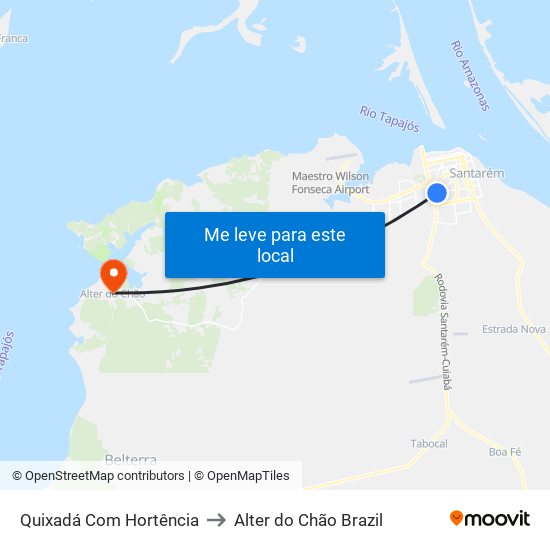 Quixadá Com Hortência to Alter do Chão Brazil map