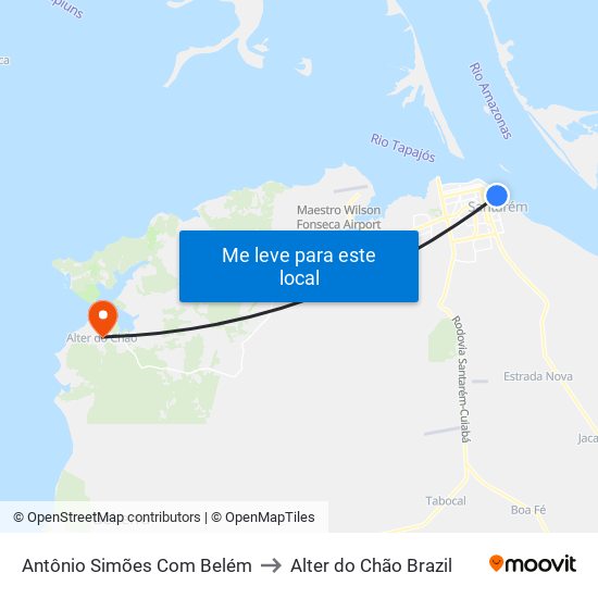 Antônio Simões Com Belém to Alter do Chão Brazil map