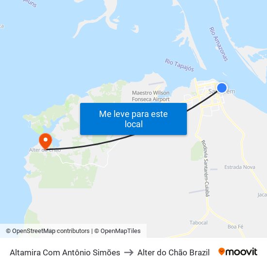 Altamira Com Antônio Simões to Alter do Chão Brazil map