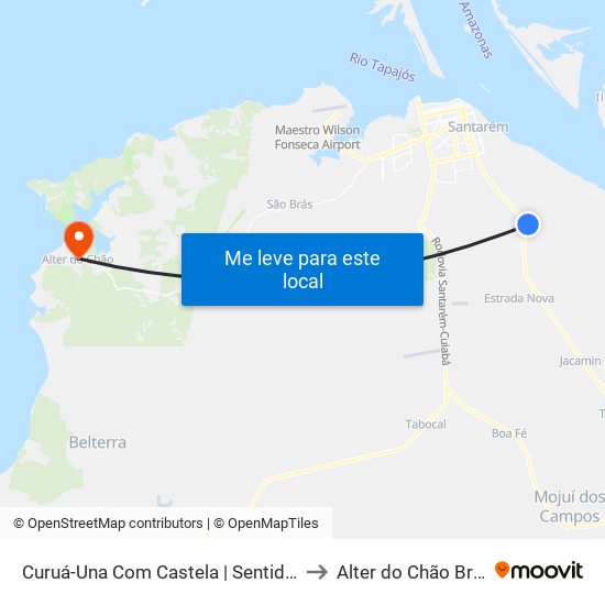 Curuá-Una Com Castela | Sentido Sul to Alter do Chão Brazil map