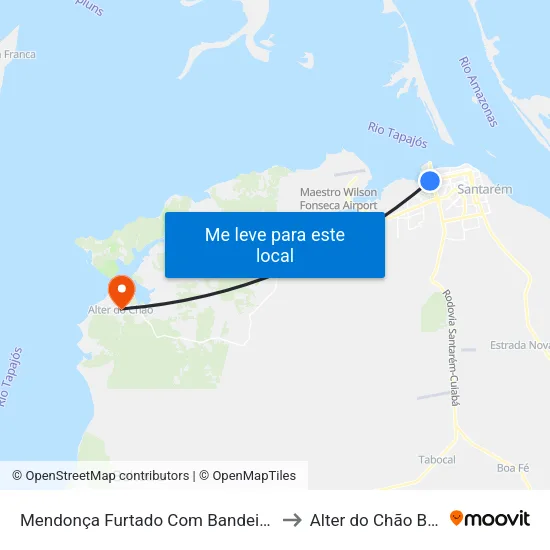 Mendonça Furtado Com Bandeirantes to Alter do Chão Brazil map