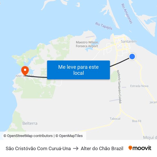 São Cristóvão Com Curuá-Una to Alter do Chão Brazil map