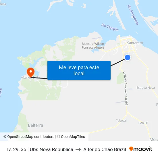 Tv. 29, 35 | Ubs Nova República to Alter do Chão Brazil map