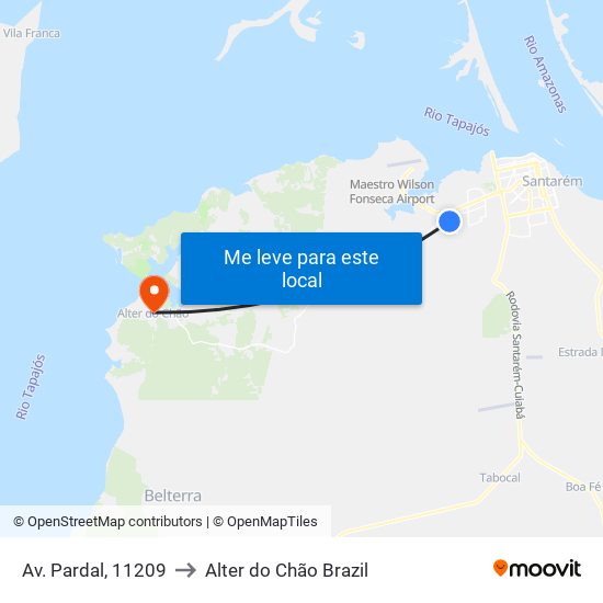Av. Pardal, 11209 to Alter do Chão Brazil map