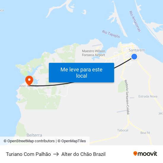 Turiano Com Palhão to Alter do Chão Brazil map