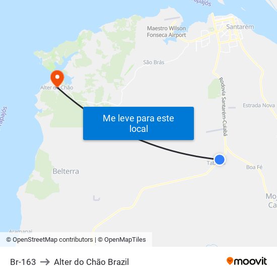 Br-163 to Alter do Chão Brazil map