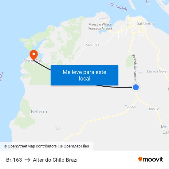 Br-163 to Alter do Chão Brazil map