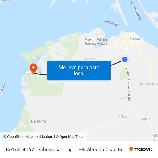 Br-163, 4067 | Subestação Tapajós to Alter do Chão Brazil map