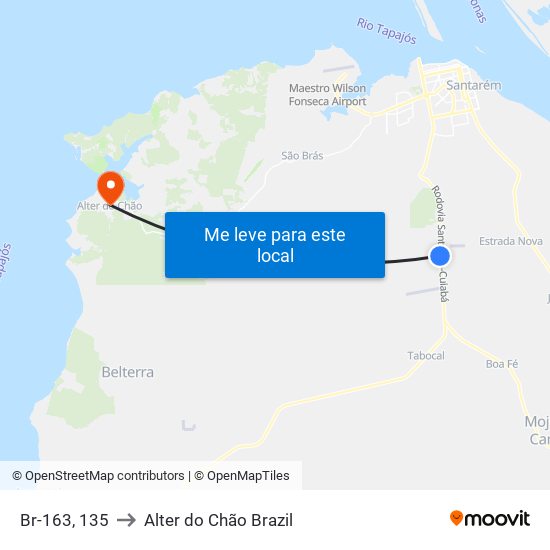 Br-163, 135 to Alter do Chão Brazil map