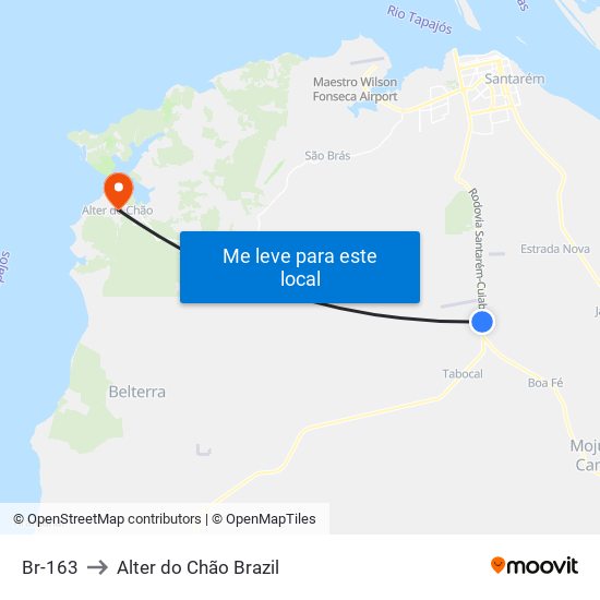 Br-163 to Alter do Chão Brazil map