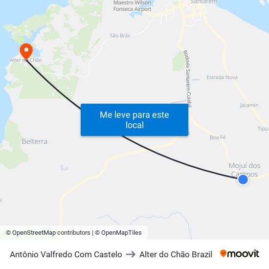 Antônio Valfredo Com Castelo to Alter do Chão Brazil map
