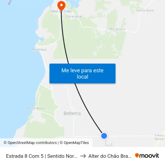 Estrada 8 Com 5 | Sentido Norte to Alter do Chão Brazil map