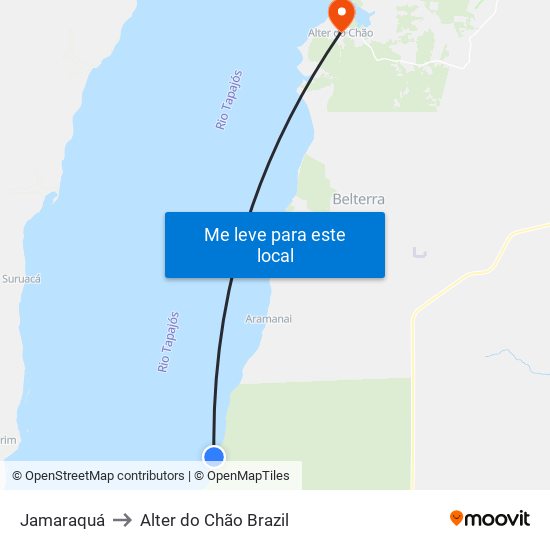 Jamaraquá to Alter do Chão Brazil map