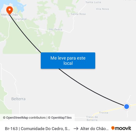 Br-163 | Comunidade Do Cedro, Sent. Belterra to Alter do Chão Brazil map