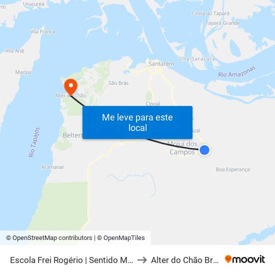 Escola Frei Rogério | Sentido Mojuí to Alter do Chão Brazil map