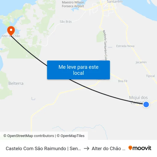 Castelo Com São Raimundo | Sentido Mojuí to Alter do Chão Brazil map