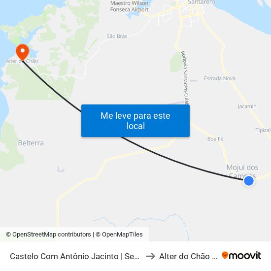 Castelo Com Antônio Jacinto | Sentido Mojuí to Alter do Chão Brazil map