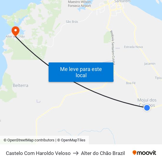 Castelo Com Haroldo Veloso to Alter do Chão Brazil map