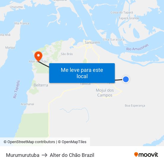 Murumurutuba to Alter do Chão Brazil map