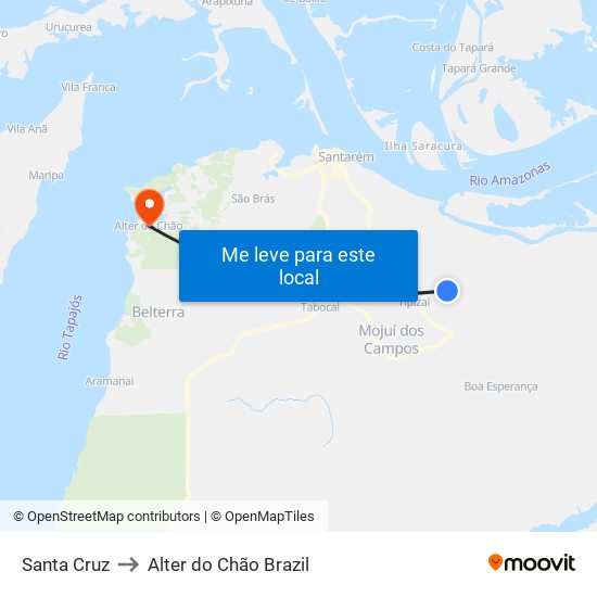Santa Cruz to Alter do Chão Brazil map