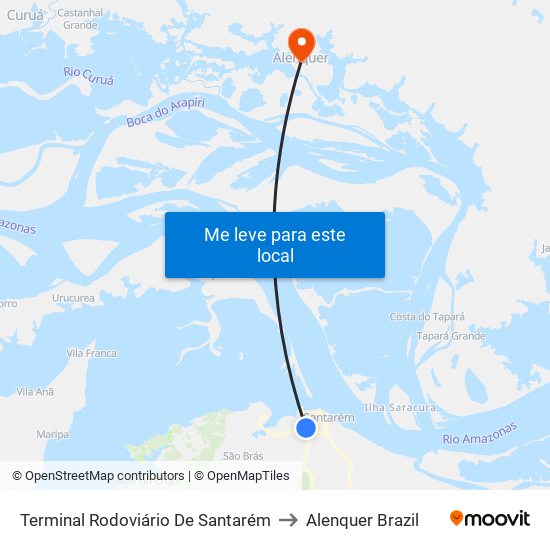 Terminal Rodoviário De Santarém to Alenquer Brazil map