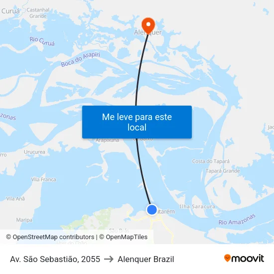 Av. São Sebastião, 2055 to Alenquer Brazil map