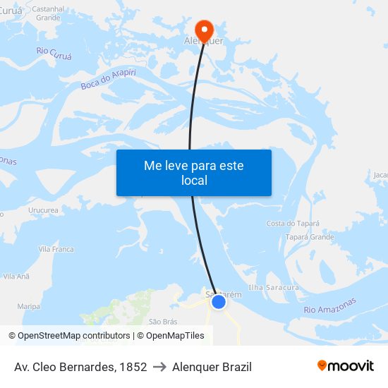 Av. Cleo Bernardes, 1852 to Alenquer Brazil map