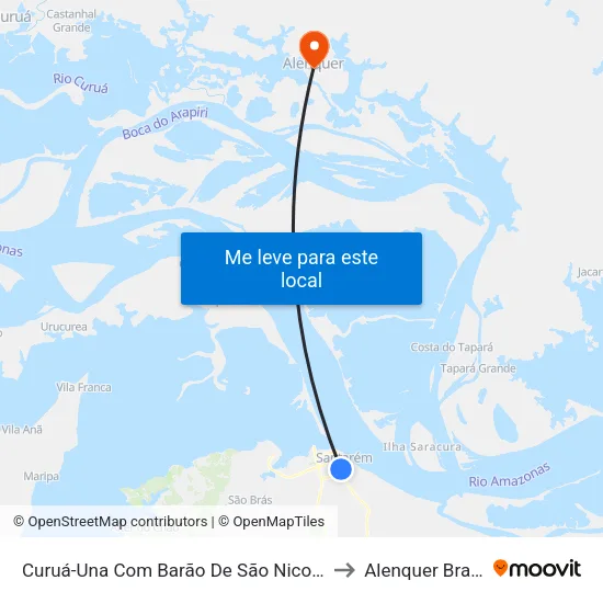 Curuá-Una Com Barão De São Nicolau to Alenquer Brazil map
