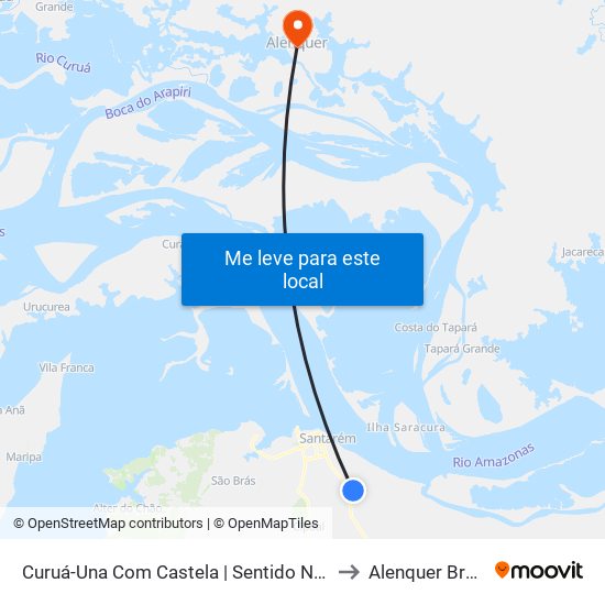 Curuá-Una Com Castela | Sentido Norte to Alenquer Brazil map