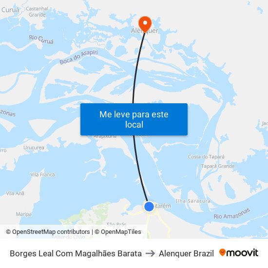 Borges Leal Com Magalhães Barata to Alenquer Brazil map