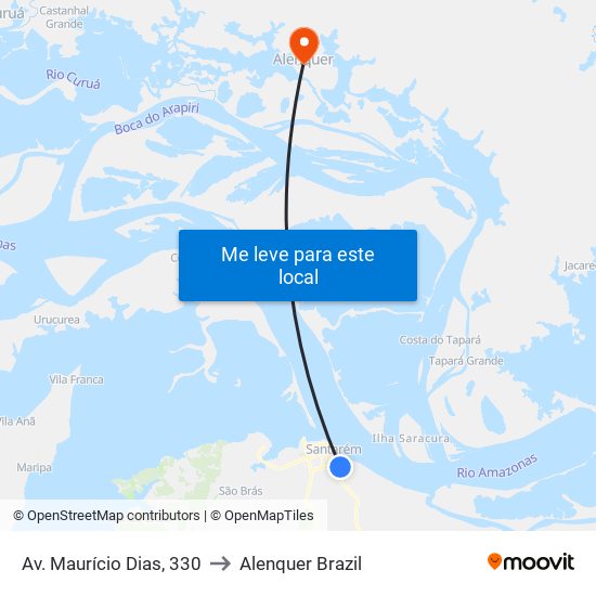 Av. Maurício Dias, 330 to Alenquer Brazil map