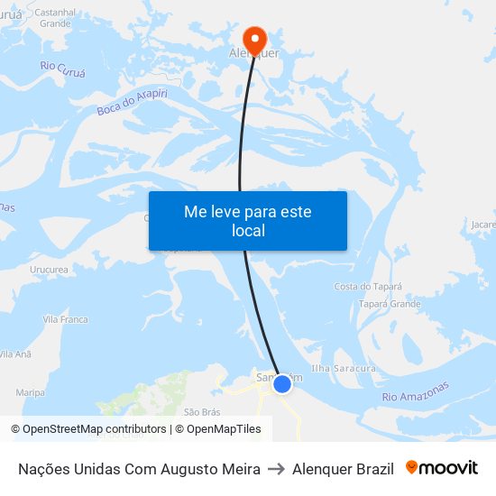 Nações Unidas Com Augusto Meira to Alenquer Brazil map