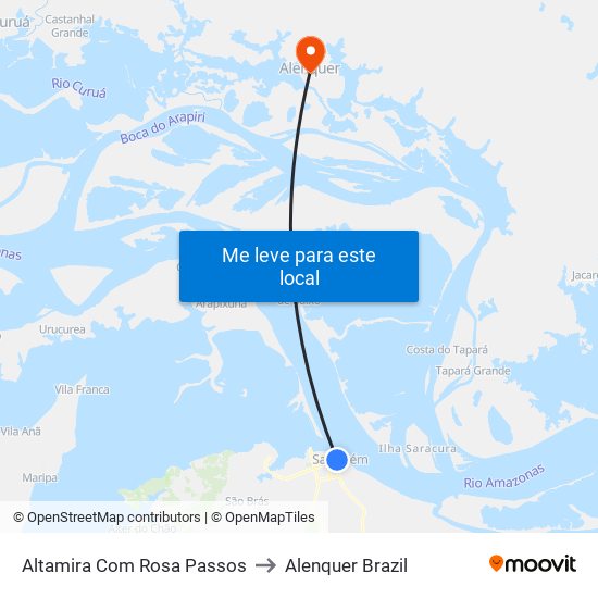 Altamira Com Rosa Passos to Alenquer Brazil map
