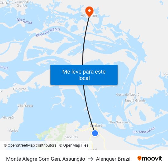 Monte Alegre Com Gen. Assunção to Alenquer Brazil map