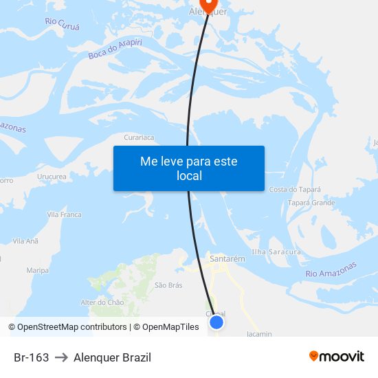 Br-163 to Alenquer Brazil map