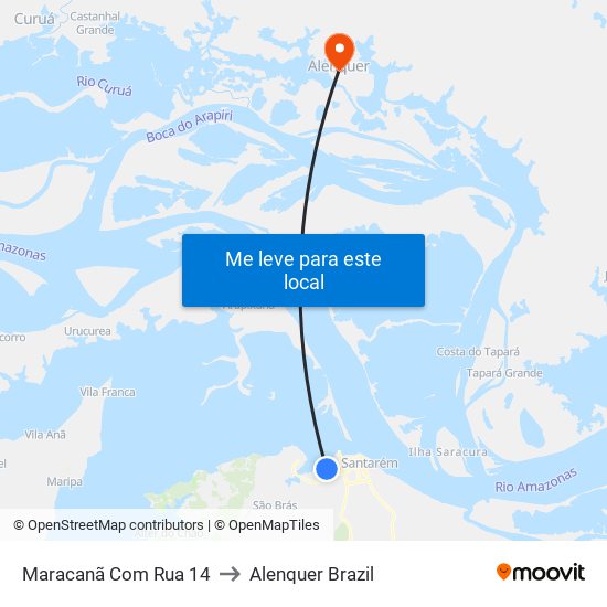 Maracanã Com Rua 14 to Alenquer Brazil map