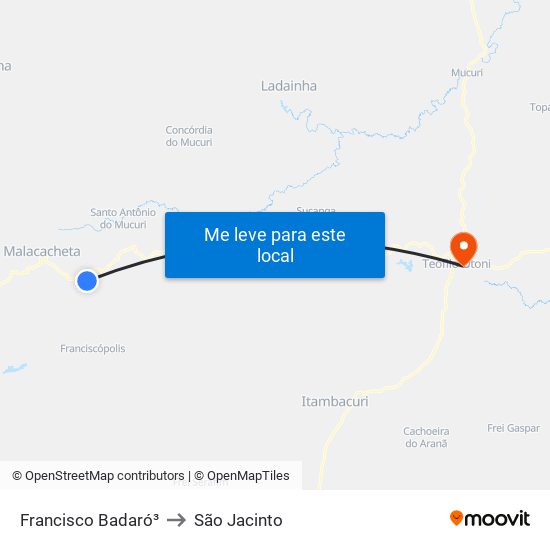 Francisco Badaró³ to São Jacinto map