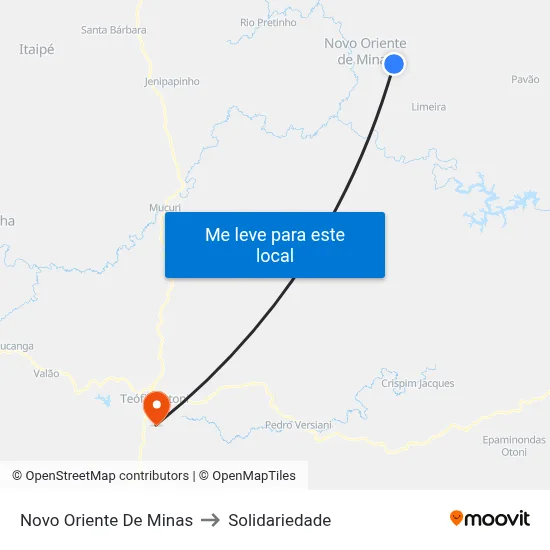 Novo Oriente De Minas to Solidariedade map